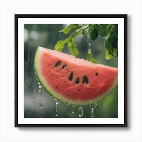 Watermelon In The Rain 2 Art Print