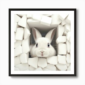 Rabbit Peeking Through A Hole 14 Art Print