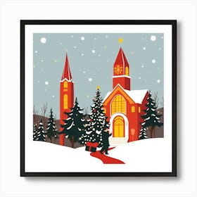 Christmas Church Art Print