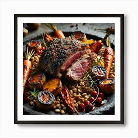 A Close Up Of The Signature Dish Stone Roasted Ma Art Print