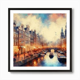 Amsterdam At Night Art Print