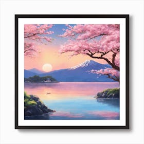 Japanese Sakura In Island Art Print