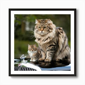 Cat And A Kitten Art Print