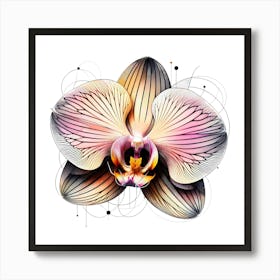 Orchid Blossom - Abstract Line Art Illustration 99 Art Print