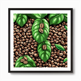 Coffee Beans Seamless Pattern Art Print