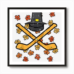 Thanksgiving Ice Hockey Sticks Puck Fall Men Women Kids Art Print