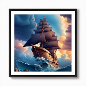 Sailing Ship In The Ocean Art Print