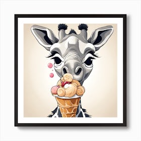 Giraffe Eating Ice Cream Art Print