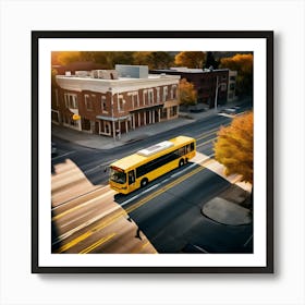 Transit Tracking School Journey Bus Stop Drone Route Dropped Community Day Small Wheel N (3) Art Print