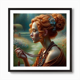 Woman In A Garden 1 Art Print