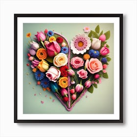 Heart shaped spring flowers 2 Art Print