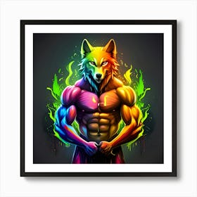 Colorful Wolf 9 Art Print