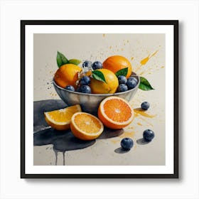 Oranges And Blueberries Art Print