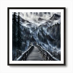 Bridge In The Fog Art Print