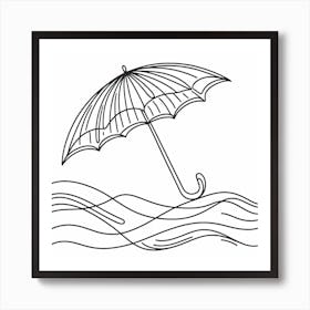 One line, An umbrella, Picasso style 3 Art Print