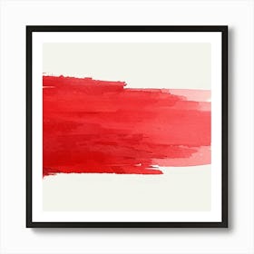 Red Brush Stroke On White Background Art Print