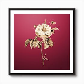Gold Botanical Speckled Provins Rose on Viva Magenta n.3329 Art Print