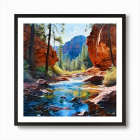 Watercolor Landscape Coconino National Forest Studio Photography Complex Details Art Print