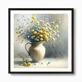 Yellow Flowers In A Vase 7 Art Print