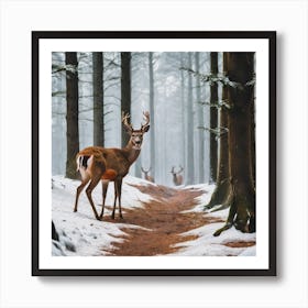 Deer In The Forest 14 Art Print