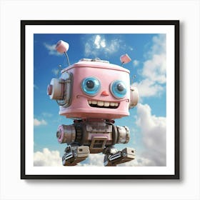 Pink Robot In The Sky Art Print