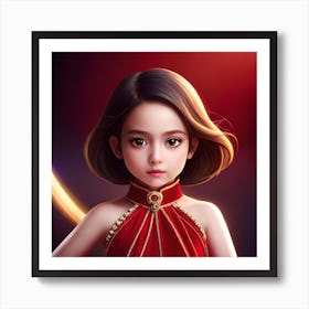 Chinese Girl In Red Dress Art Print