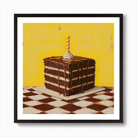 Chocolate Yellow Checkerboard 1 Art Print