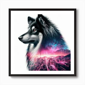 Collie silhouette 4 Art Print