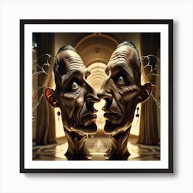 Two Heads In A Mirror Art Print