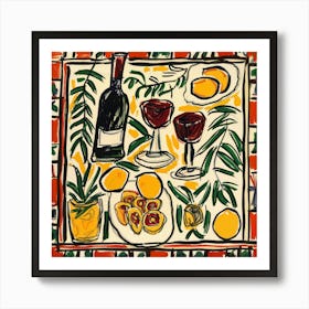 Wine With Friends Matisse Style 6 Art Print