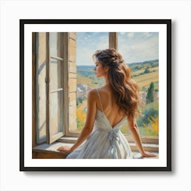Lady In The Window Art Print