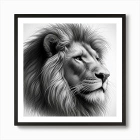 Lion Head drawing in charcoal 1 Art Print