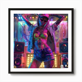 Girl In A Neon Outfit Art Print