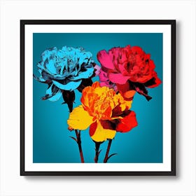 Andy Warhol Style Pop Art Flowers Carnation 1 Square Art Print