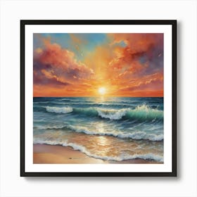 Sunset Over The Sea Art Print 0 Art Print