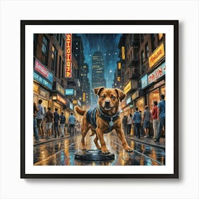 DJ Dog In The City Art Print