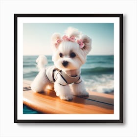 Fuffy Goes Paddle Boarding 1 Art Print