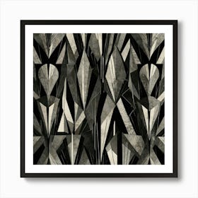 Abstract Black And White Geometric Pattern Art Print