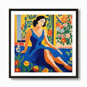 Woman In A Blue Dress 5 Art Print