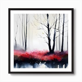 Watercolour Of Trees Art Print