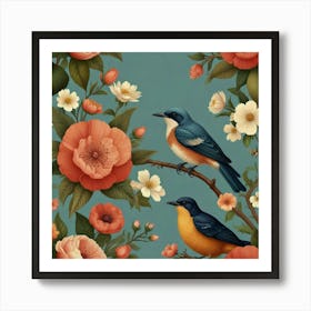 Birds On A Branch Art Print