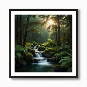 Waterfall In The Forest 1 Poster