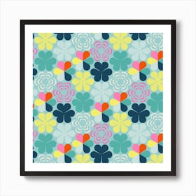 Clovers And Clover Patterns Square Art Print