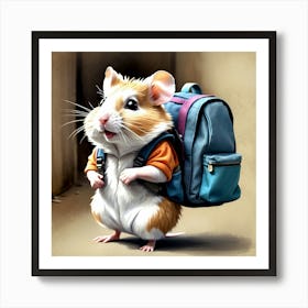 Hamster With Backpack 13 Art Print