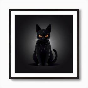 Black Cat With Yellow Eyes Art Print