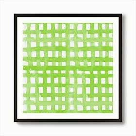 Watercolor Spring Green Grid Art Print