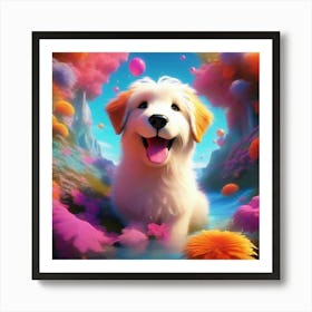 Dog In A Colorful World Art Print