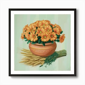 Vintage Chrysanthemums Art Print