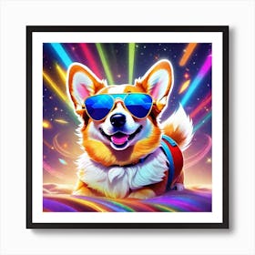 Corgi In Sunglasses 25 Art Print