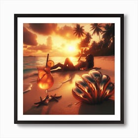 Sunset On The Beach Art Print